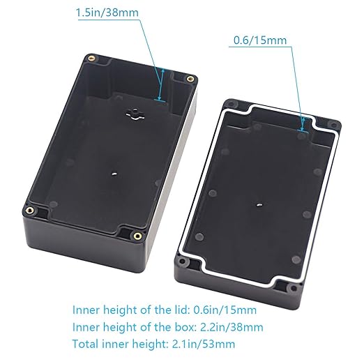 Junction Box, Zulkit Project Box IP65 Waterproof Outdoor Box ABS Plastic Electrical Boxes Electronic Enclosure Black 6.22 x 3.54 x 2.36 inch (158 x 90 x 60mm) - Image 6