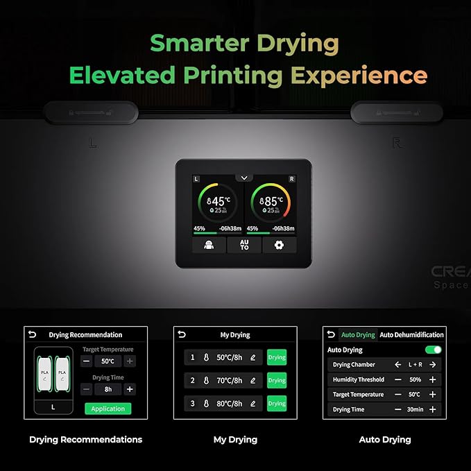 Creality Upgraded Filament Dryer 4 Spools, Space Pi X4 Filament Storage Box, Dual Independent Heating Chambers, Up to 85℃,Compatible with PLA PETG ABS,TPU,PC,PA,PAHT - Image 8