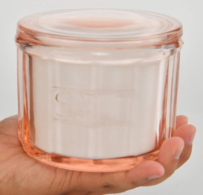 HOME-X Depression Style Pink Glass Salt Cellar with Lid, Retro Kitchen Decor, Wedding Gift - 3 1/2" H x 4" D - Image 8