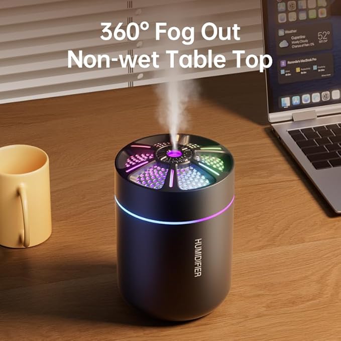 180ml Portable Small Humidifier with Colorful LED Night Light, USB Personal Desktop Humidifier for Car Home Office Travel, Auto Shut-Off, 2 Mist Modes, Super Quiet - Image 6