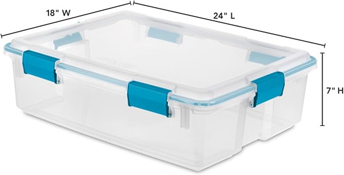 Sterilite 16-Pack Gasket Box, Weather-Resistant Storage Bins with Latching Lids, 37 Quart - Heavy-Duty Organizing Containers for Closet, Bathroom, and Office - Image 3