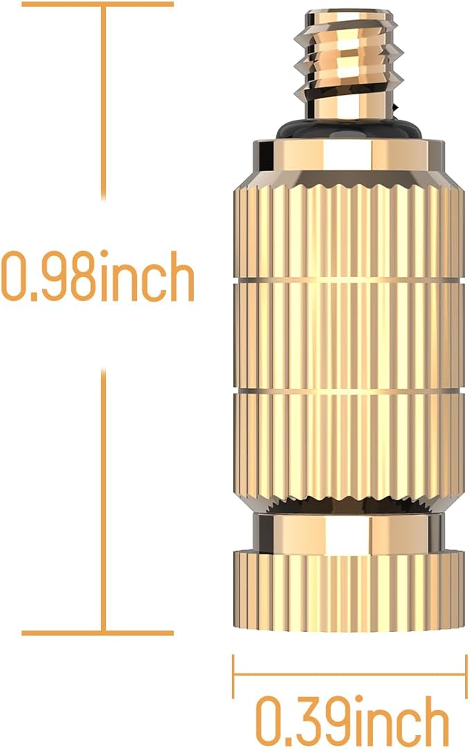 Brass Anti-drip Fogging Spray Head Outdoor Cooling System, 0.012" Orifice (0.3mm) 10/24 UNC Thread Misting Nozzle, 20 Pcs - Image 2