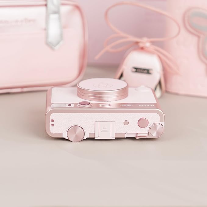 Pink Lens Cap for Fujifilm Insta Mini EVO, Retro Leather Aluminum Anti-Dust Anti-Scratches Lightweight Camera Lens Cover with Rose Pattern, Accessories for Fuji Mini Evo Lens Protection Cover - Image 4