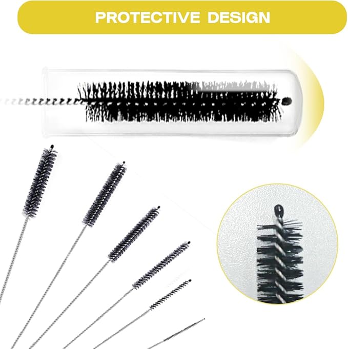 Straw Cleaner Brush Set,6 Piece Long Drinking Straws Cleaning Brush Pipe Tube Tiny Brushes 10-inch,Black - Image 7