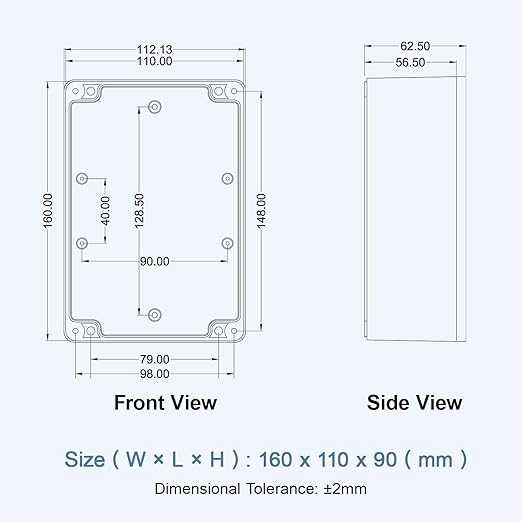 LeMotech Electrical Box Clear Cover Project Box IP65 Waterproof Junction Box ABS Plastic Case Universal Enclosure for Electronics, Black 6.2"x 4.2"x 3.5"(160x110x90mm)(Pack of 1) - Image 8