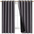 NICETOWN 100% Blackout Curtains with Black Liners, Thermal Insulated Full Blackout 2-Layer Lined Drapes, Energy Efficiency Window Draperies for Bedroom (Grey, 2 Panels, 70-inch W by 63-inch L) by NICETOWN