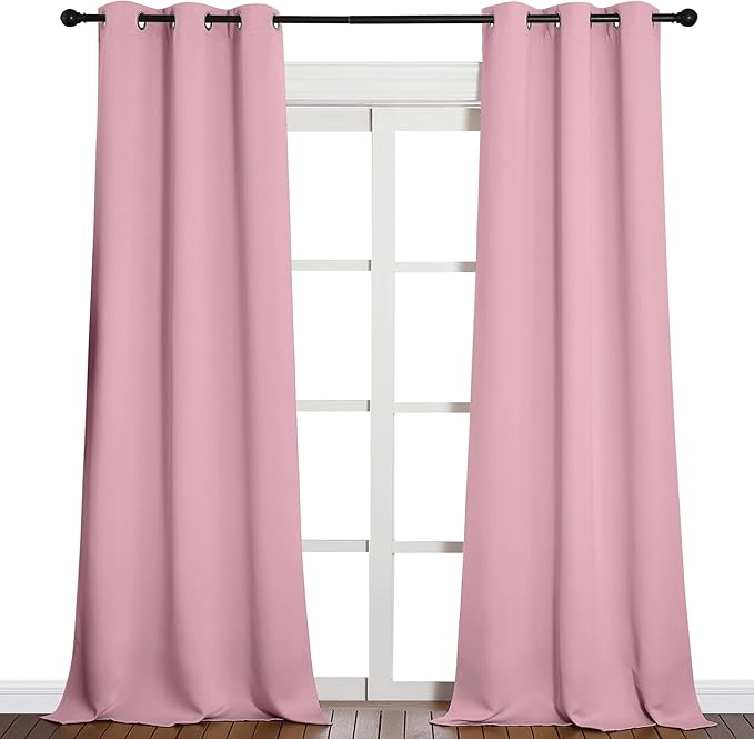 NICETOWN Patio Glass Door Blackout Curtains for Bedroom/Living Room, Privacy Panel Drapes for Dining Room and Guest Room (Crystal Pink, 42 inches Wide x 90 inches Long, 1 Pair) - Image 2