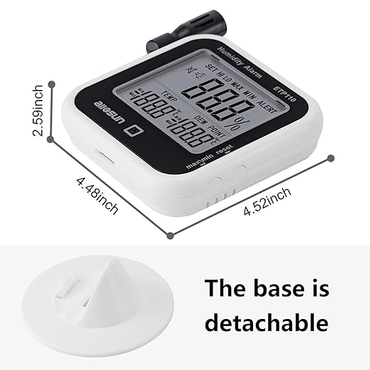 ALLOSUN Digital Thermometer Hygrometer Indoor Humidity Greenhouse Temperature Monitor Alarm Long Probe Gauge Dew-Point Meter with LCD Display - Image 5