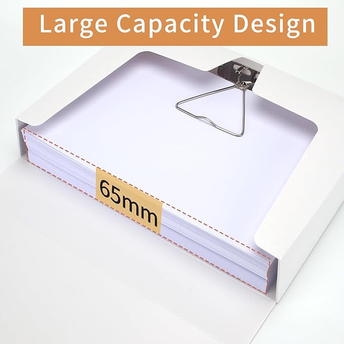 HUA JIE 2 Pack A4 Storage File Boxes Archives Case,65mm Spine,Box File Document Storage Box with Metal Clip for Office School -White - Image 2