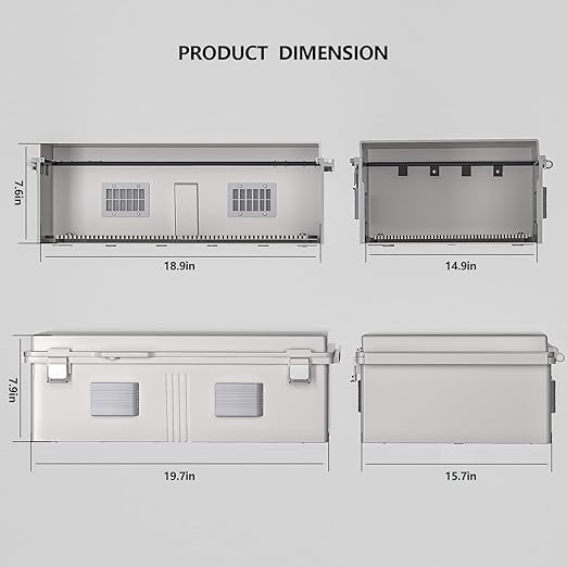 Electrical Junction Box, Ventilated Design, Cable Grommets, Indoor/Outdoor Use with Mounting Panel & Hinged Cover. Waterproof IP 65. (Grey Cover, 19.7"x15.7"x7.9") - Image 7