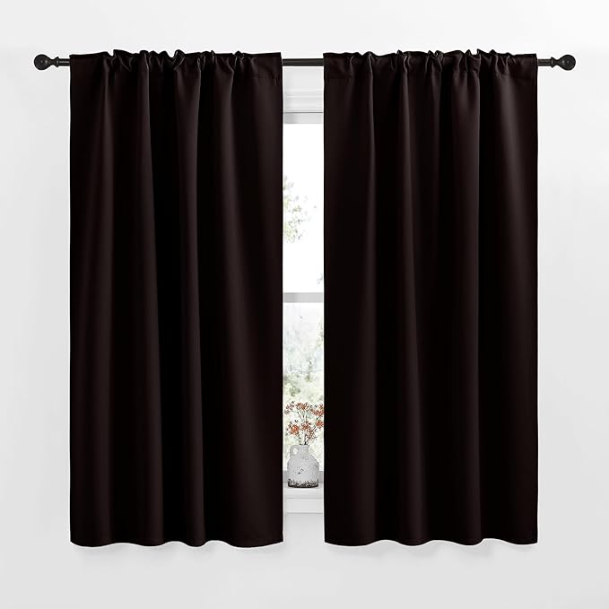 NICETOWN Blackout Curtain Panels for Living Room - (Toffee Brown Color) 34x63 Inch, 2 Panels Set, Thermal Insulated Room Darkening Blackout Drapes/Draperies with Rod Pocket & Back Tab for Window - Image 2