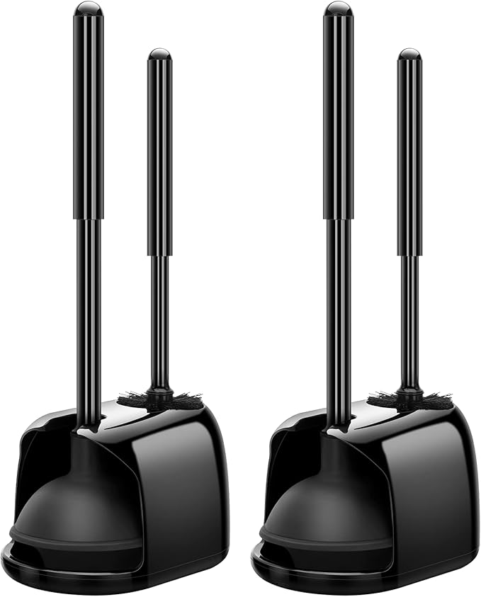 SetSail Toilet Brush and Plunger Set, 2 Packs Toilet Plungers for Bathroom Heavy Duty Toilet Bowl Brush and Holder Hidden Toilet Plunger and Brush Set for Deeply Cleaning 2 Packs - Black by SetSail
