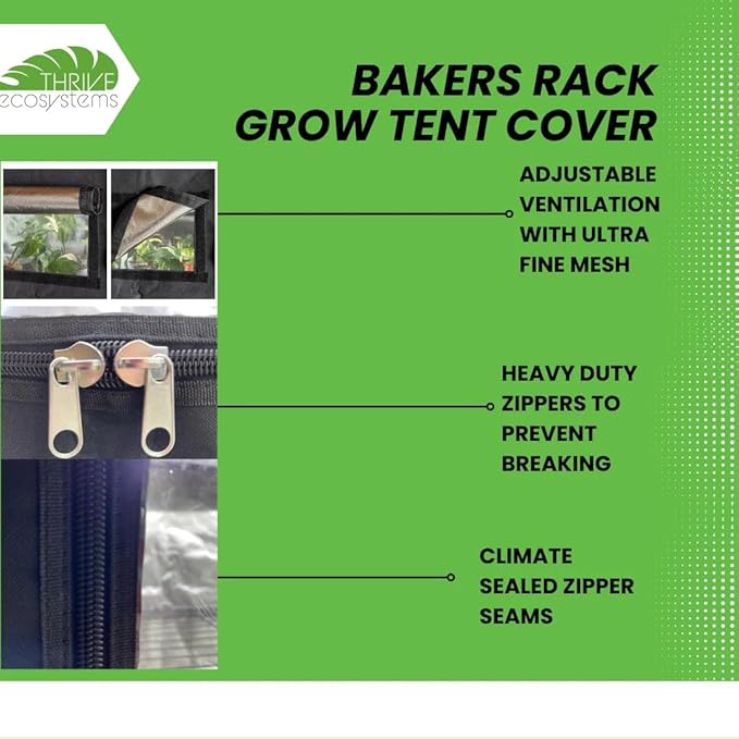 48"x18"x72" Grow Tent Cover for Baker's Rack – Clear Front Door, Adjustable Ventilation, Fully Enclosed Bottom – Indoor Greenhouse for Plants - Image 4