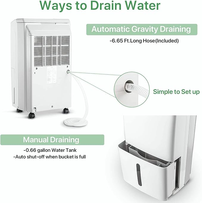 Waykar 2000 Sq. Ft. 2025 Energy Star Dehumidifier for Home and Basements, with Auto or Manual Drainage, 0.66 Gallon Water Tank Capacity - Image 5