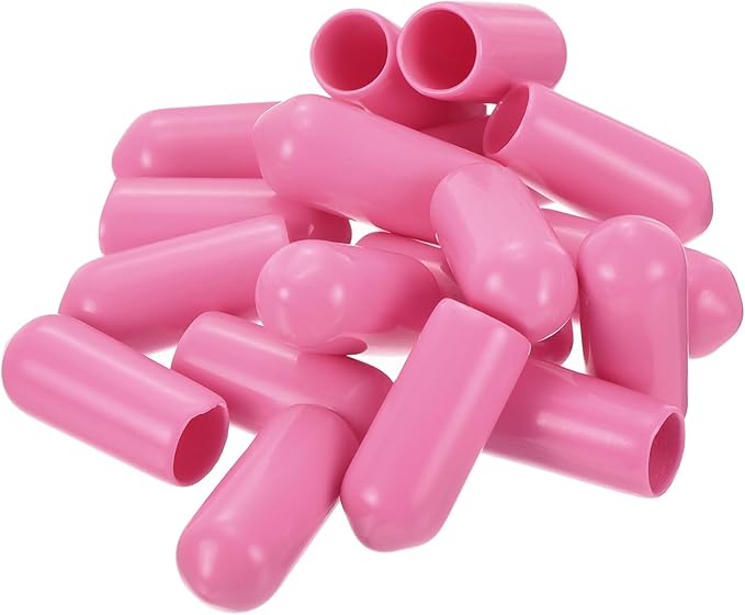 uxcell 20pcs Rubber End Caps 6mm(1/4 inch) ID Vinyl PVC Round Tube Bolt Cap Cover Screw Thread Protectors Pink - Image 4