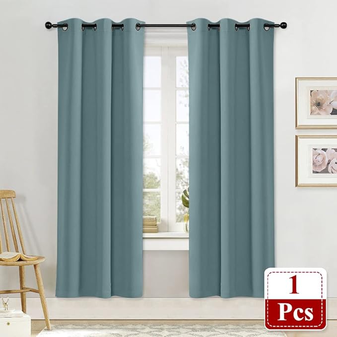 NICETOWN Greyish Blue Blackout Window Curtain for Kitchen Noise Reducing Solid Grommet Window Treatment Drapery/Drape for Thanksgiving & Christmas Decor (1 Panel, 42 by 72 inches) - Image 2