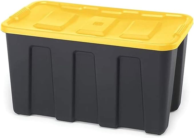 HOMZ 4-Pack Durabilt Tote, Heavy Duty Plastic Storage Bins with Lids, 34 Gallon, Black/Yellow - Stackable Organizing Containers for Home, Garage, and Office - Image 9