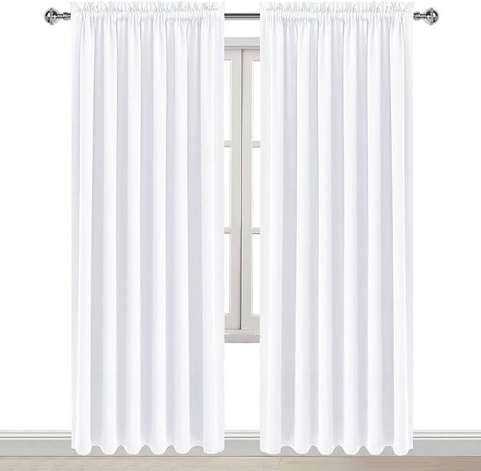 DWCN White Curtains for Living Room Thermal Insulated, 50% Light Blocking Curtains for Bedroom, Dining Room Window, W 70x L 84 Inch, Set of 2 Rod Pocket Curtain Panels - Image 8
