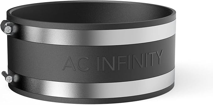 AC Infinity Noise Reduction Clamp 6-Inch, Duct Coupler with Stainless Steel Clamps, Flexible Rubber Coupling for Inline Fans and Carbon Filters in Growing and HVAC by ACInfinity