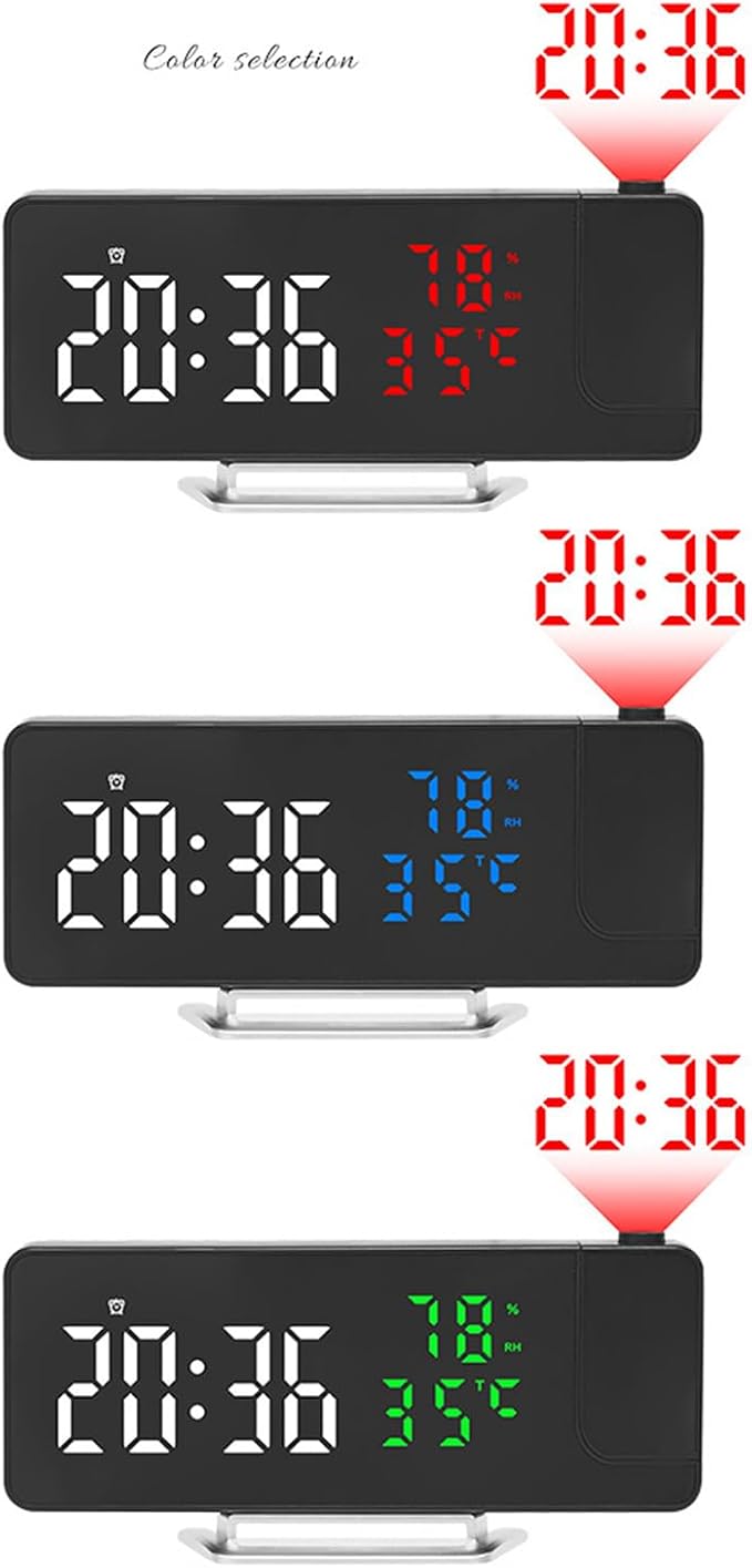 Projection Clock - 7.6x1.5x3.4in Rotatable Projector Display, Led Digital Timepiece, Mullti Scenario Application Alarm Device | Portable Temperature Humidity Monitor Bedroom Technology Enthusiasts - Image 8