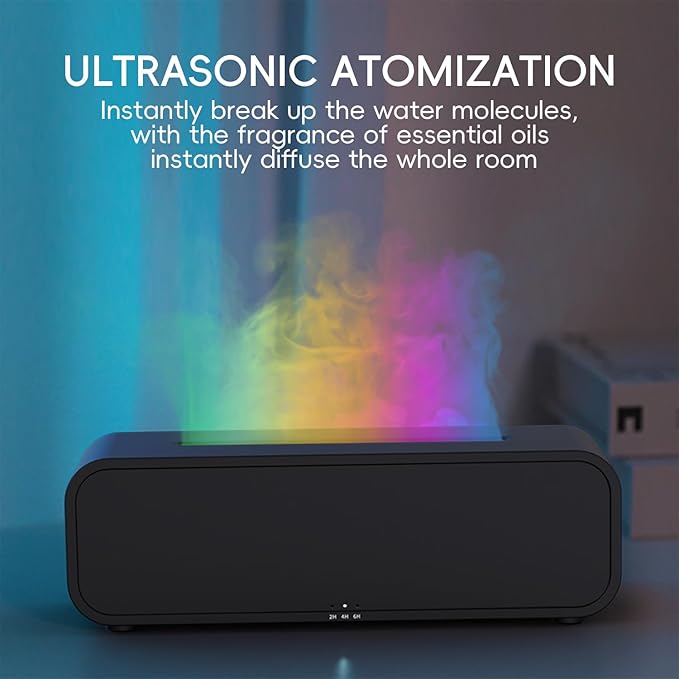 Essential Oil Diffuser, Flame Fire Oil Diffuser, 250ml Cool Mist Aromatherapy Humidifier, Scent Aroma Diffuser with 7 Colors Light, Remote Control, Timer & Auto-Off for Home Room (White) - Image 5