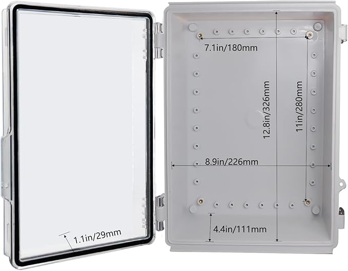Waterproof Outdoor Electrical Box Junction Box Weatherproof IP67 ABS Plastic Enclosure Switch Router Project Box with Mounting Plate with Wall Bracket 2 Cable Glands Clear 13.8" x 9.8" x 5.9" - Image 4