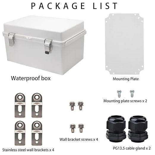 Waterproof Electrical Box, IP67 Junction Box Stainless Steel Latch Hinged Grey Cover Project Enclosure with Wall Bracket 11.8"x7.9"x5.1" - Image 5