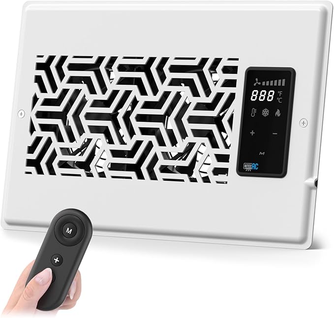 4"x10" Quiet Register Booster Fan - Energy Efficient HVAC Vent Booster Fan for Enhanced Home Airflow, Dimmable Display & Easy Installation-Airvent T6-10F by AITECAC