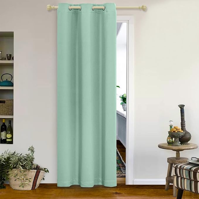 MYSKY HOME Aqua Closet Curtains for Doorway Blackout Door Curtain for Living Room Grommet Room Darkening Curtain for Bedroom Thermal Insulated Bluish Green Curtain, 1 Curtain Panel, 42 x 84 Inch by MYSKYHOME
