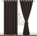 Hiasan Grommet Blackout Curtains for Bedroom, 70 x 84 Inches - Thermal Insulated & Light Blocking Window Drapes for Living Room/Dorm Room, Set of 2 Panels Sewn with Tiebacks, Brown by Hiasan