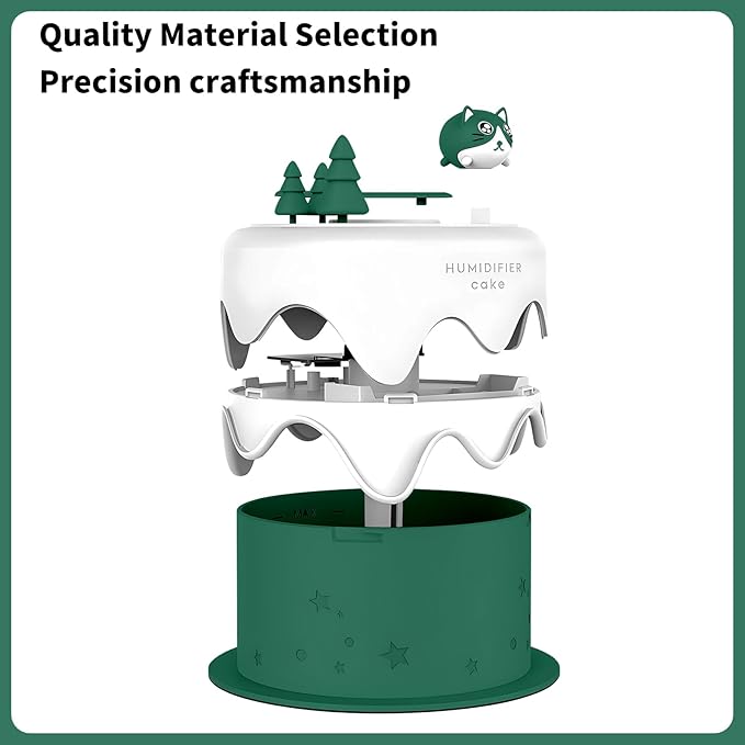 Cute Pet Humidifier, Cat Cake Humidifier, USB Plug-in Use, Desktop Silent Spray, Seven Color Light Creative Aroma Machine, High Appearance Level Gift(Green) - Image 4