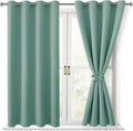 Hiasan Blackout Curtains for Bedroom, 52 x 54 Inches Long - Thermal Insulated & Light Blocking Window Curtains for Living Room, 2 Drape Panels Sewn with Tiebacks, Sage Green by Hiasan