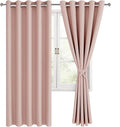 Hiasan Blackout Curtains for Bedroom, 60 x 63 Inches Length - Thermal Insulated Noise reducing Window Curtains for Living Room, 2 Drape Panels Sewn with Tiebacks, Blush by Hiasan
