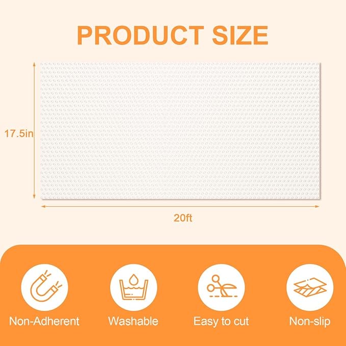 FEXIA Shelf Liner 17.5 Inch x 20 FT Clear Non Slip Waterproof Cabinet and Drawer Liner for Kitchen Cabinet Refrigerator Pantry Closet Durable Non Adhesive - Image 2