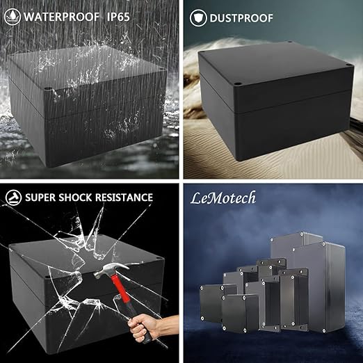 LeMotech Electrical Box ABS Plastic Project Box IP65 Waterproof Junction Box Project Case Universal Enclosure for Electronics Black 6.1x 6.1x 3.4 inch(160x160x90mm)（Pack of 1 - Image 7