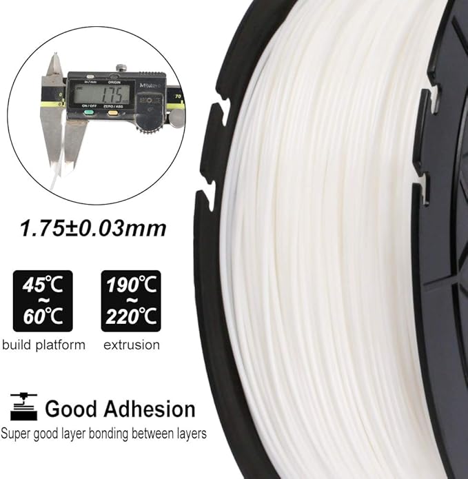 ST-PLA (PLA++) 3D Printer Filament White 1.75MM 1kg(2.2LBS) Spool Improved by New Formula for Creality CR-10 V2 Ender 3, Ender 3 pro V2 - Image 2