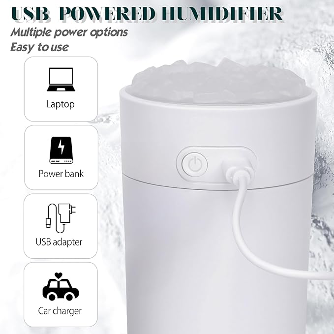 Portable Mist Humidifier Auto Shut-Off USB Powered 220ml Small Desktop Humidifiers with Colorful Light 2 Cool Spray Modes for Bedroom Office Car White - Image 5