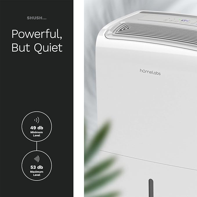 hOmeLabs Dehumidifier for Home, Office, Basements with Powerful Moisture Removal, Humidity Control, Auto Shut-off, Quiet Operation - 6,000 Sq Ft Rooms (40 Pint MAX 104 Pint at 95°F, 90% RH) with Pump - Image 7