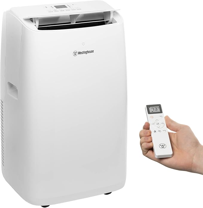Westinghouse 14,000 BTU Air Conditioner Portable For Rooms Up To 700 Square Feet, Portable AC with Home Dehumidifier, Smart App, 3-Speed Fan, Programmable Timer, Remote Control, Window Kit, White by Westinghouse