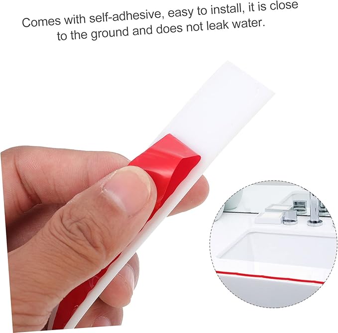 Housoutil 2pcs Self-adhesive Strip for Bathroom Kitchen Weather Stripping to Prevent Water Leakage Easy Installation for behind Sink Flooring Use - Image 5
