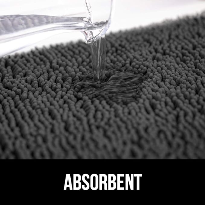 GORILLA GRIP SOAKSTOPPER Dog Door Mat, 36x24 Machine Washable Rug Absorbent Doormat Captures Moisture Mud Dirt, Quick Dry Soft Chenille Entryway Rugs Indoor Entrance Mats for Dog Paws, Charcoal - Image 3