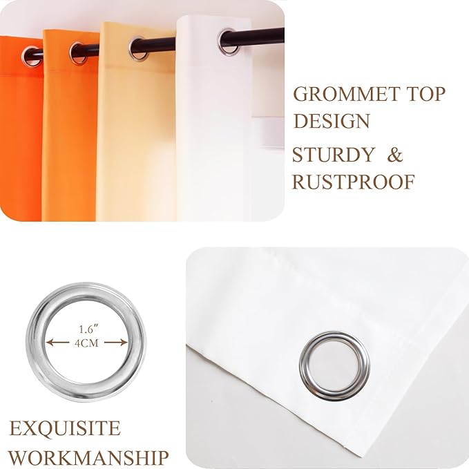 L.Z.E Orange and White Ombre Privacy Curtains 108 Inches Long 2 Panels Set Orange Light Filtering Non-See-Through Curtains & Drapes for Living Room Bedroom Nursery Extra Long (55" W x 108" L) - Image 4
