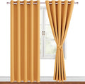 Hiasan Blackout Curtains for Bedroom, 60 x 84 Inches Long - Thermal Insulated & Noise reducing Window Curtains for Living Room, 2 Drape Panels Sewn with Tiebacks, Pumpkin Orange by Hiasan