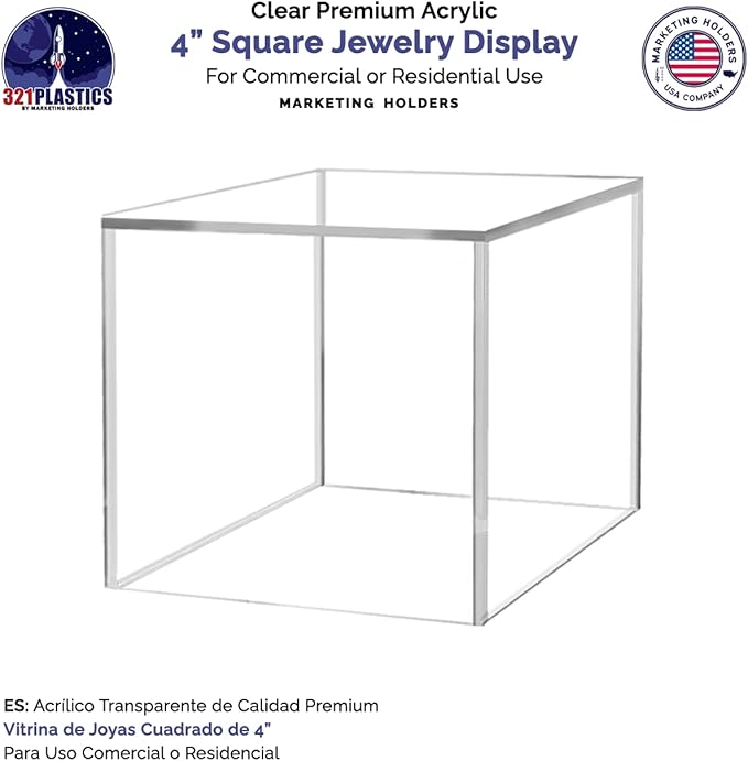 2 Pack Baseball Display Box Clear Acrylic Cube 4" Square Memorabilia Showcase Dust Cover Ball Protector No Base 1 Side Open No Assembly by Marketing Holders - Image 6