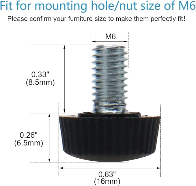 uxcell M6 x 10 x 16mm Leveling Feet Adjustable Leveler Floor Protector for House Furniture Cabinet Table Chair Leg 20 Pack - Image 2