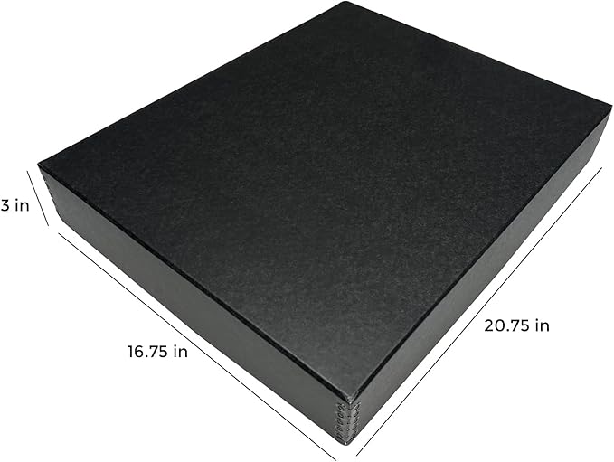 Lineco Museum Archival Storage Box, 16.75x20.75x3 in. Drop Front Design. Acid-Free with Metal Edge. Organize Photos, Pictures, Prints, Documents, Crafts, DIY. Black, 2 Pack - Image 2
