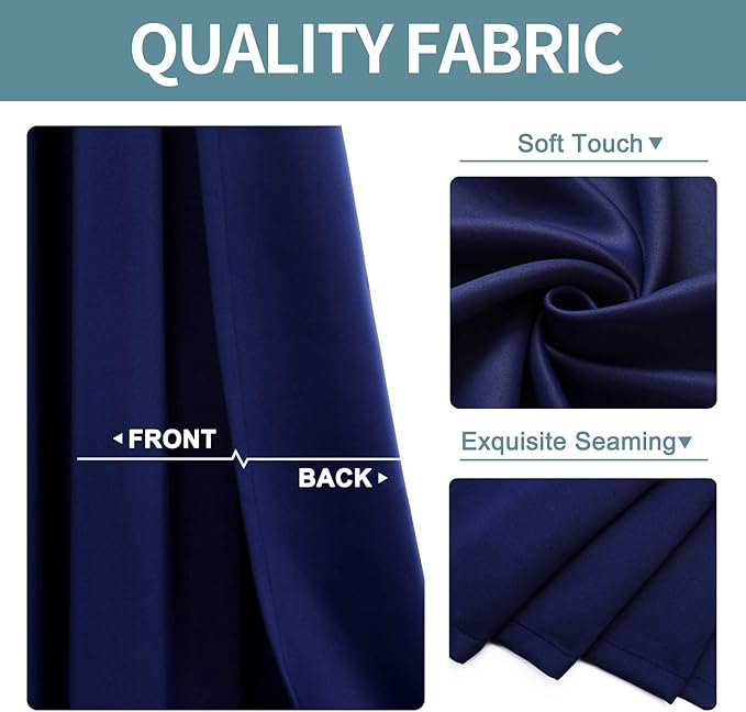 ChrisDowa Grommet Blackout Curtains for Bedroom and Living Room - 2 Panels Set Thermal Insulated Room Darkening Curtains (Navy Blue, 42W x 63L) - Image 3