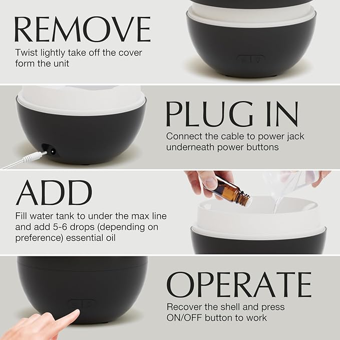 SALKING 2 Pack Flame Essential Oil Diffusers for Home, 150ml Fire Ultrasonic Diffusers for Essential Oils, Aromatherapy Diffuser with Auto-Off Function for Home, Office, Bedroom, Gift (White & Black) - Image 8