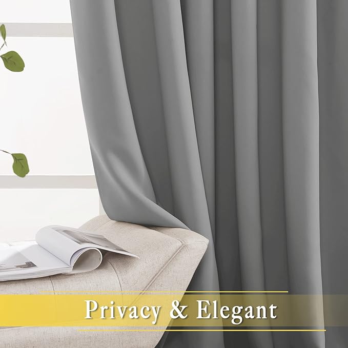 NICETOWN Extra Wide Sliding Door Curtains, Thermal Insulated Blackout Patio Curtain for Sliding Glass/French Door (Silver Grey, W80 x L84) - Image 5
