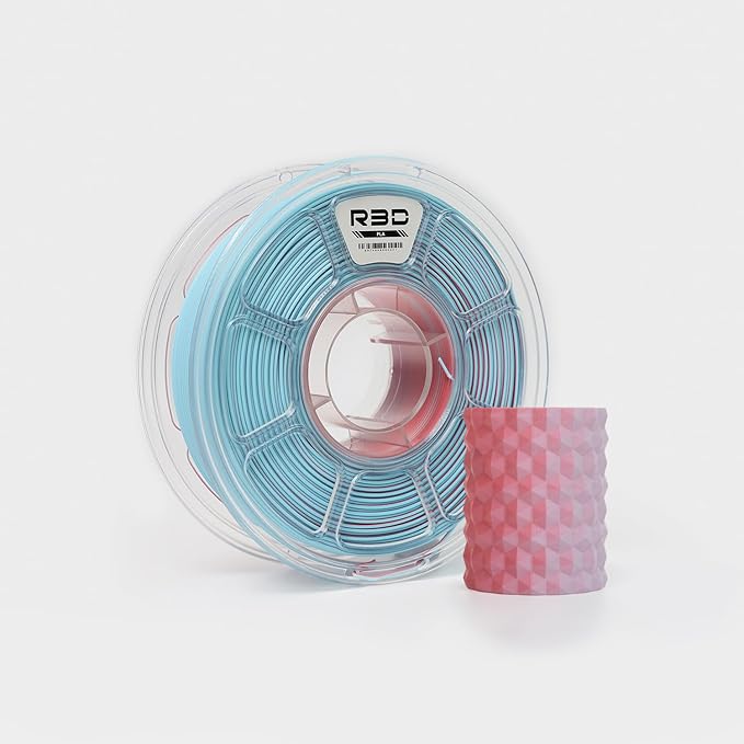 R3D Dual Color Silk PLA Filament, Co-Extrusion 3D Printer Filament 1.75mm, 30-370 mm/s High Speed PLA, Dimensional Accuracy +/- 0.02 mm, 1KG Plastic Spool (Matte Blue-Red) by R3D
